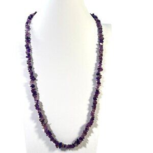 Vintage Natural Amethyst Chip Bead 30" Necklace &‎ 6.5" Bracelet Set Jewelry